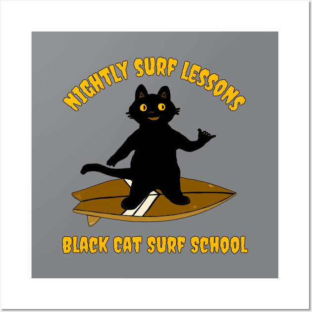 Black Cat Surf School Wall Art by Trent Tides